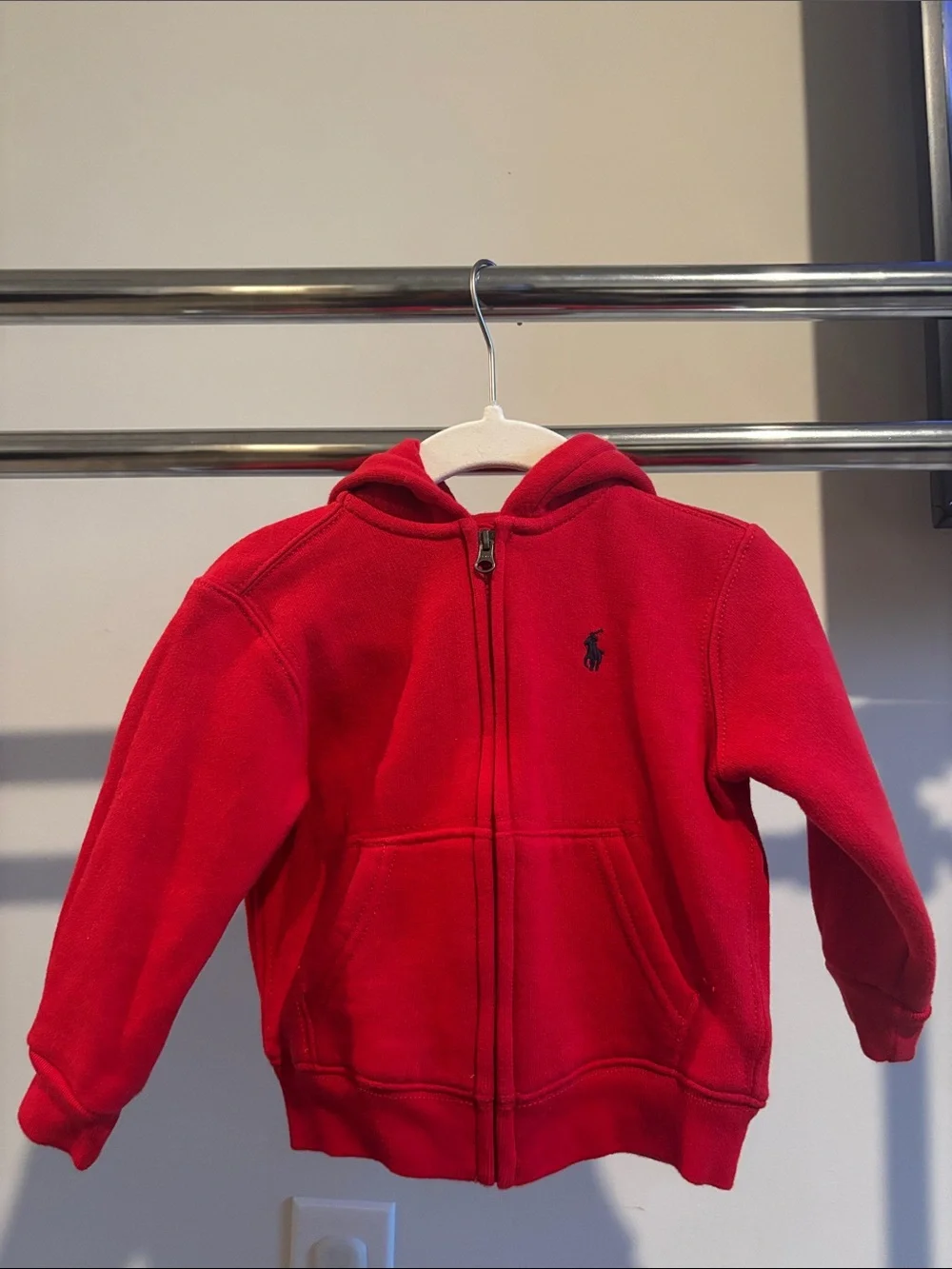 Ralph Lauren Bright Red Kids Hooded Zip-Up Sweatshirt